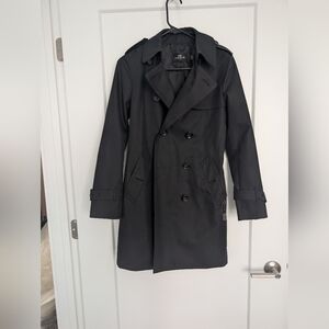 COACH, Stunning Women's Black Double-Breasted Trench Coat, Size XXS